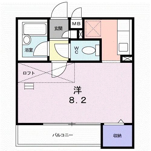 ビ・サイドII(ワンルーム/2階)の間取り写真