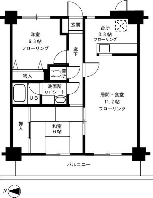 ウィングス葛西(2LDK/7階)の間取り写真
