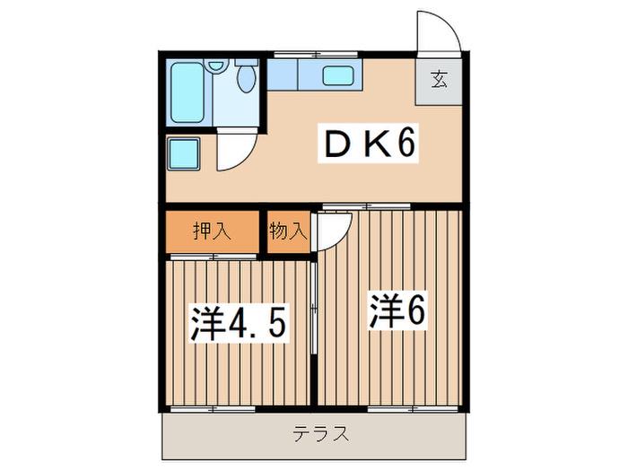 メゾンブローC(2DK/1階)の間取り写真