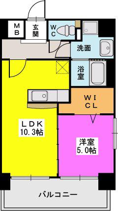 F・STAGE博多(1LDK/9階)の間取り写真