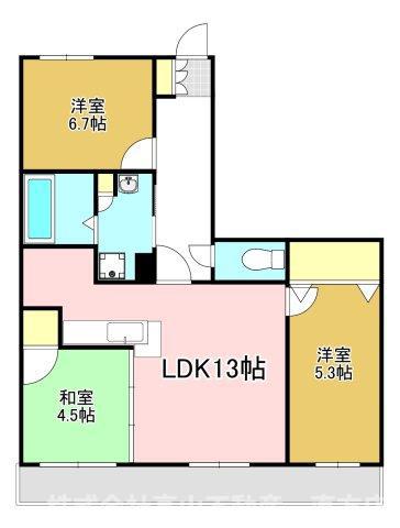 エイルマンション直方駅前IIIプラウド(3LDK/6階)の間取り写真