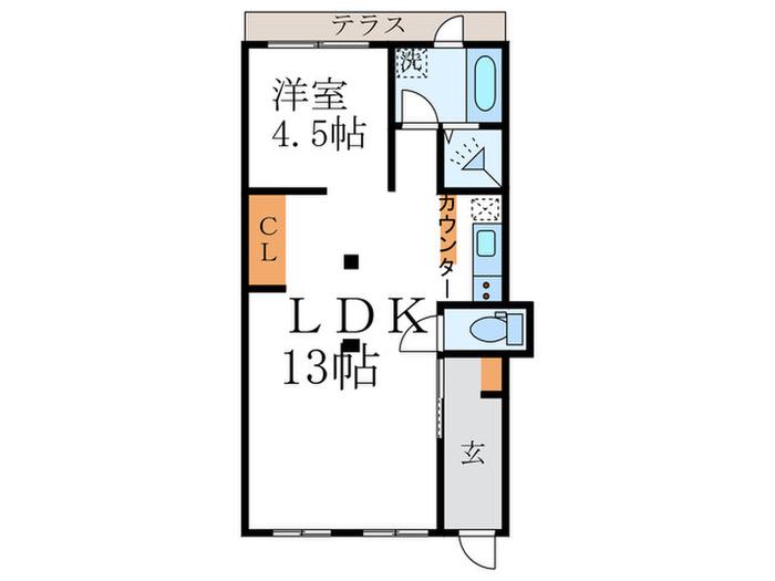 川岸町戸建(1LDK/1階)の間取り写真
