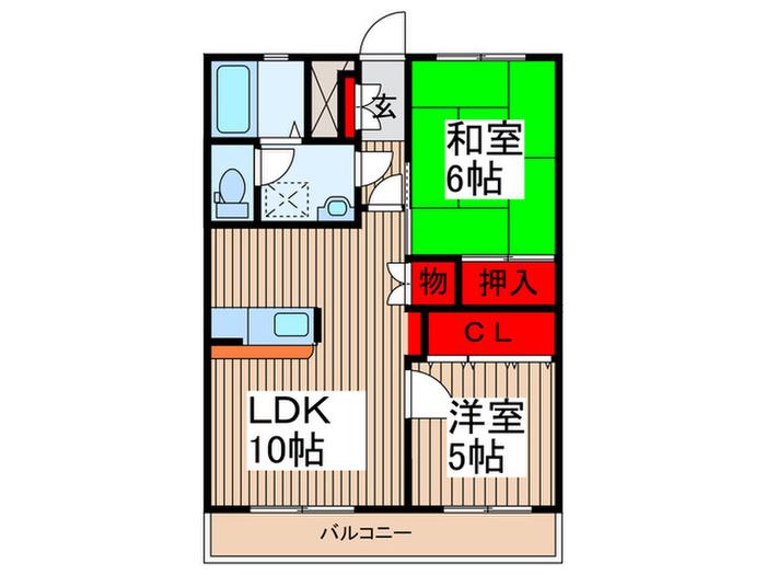栗木橋ハイツ(2LDK/2階)の間取り写真