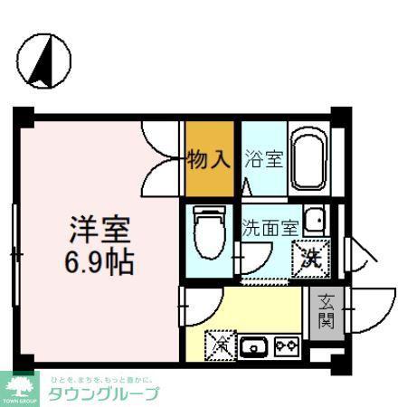 アムールプリエ(1K/2階)の間取り写真