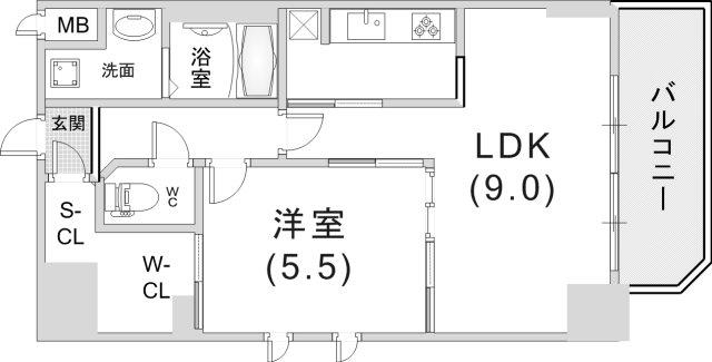 S-RESIDENCE神戸磯上通(1LDK/10階)の間取り写真