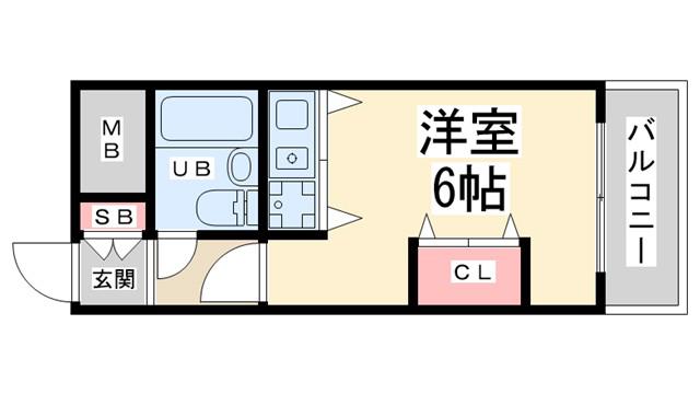 ロイヤルメゾン花屋敷(1K/2階)の間取り写真