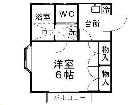 ベルトピア仙台6(1K/2階)の間取り写真