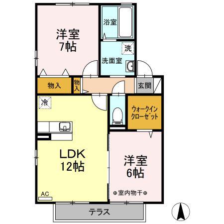 コンフォールA(2LDK/1階)の間取り写真