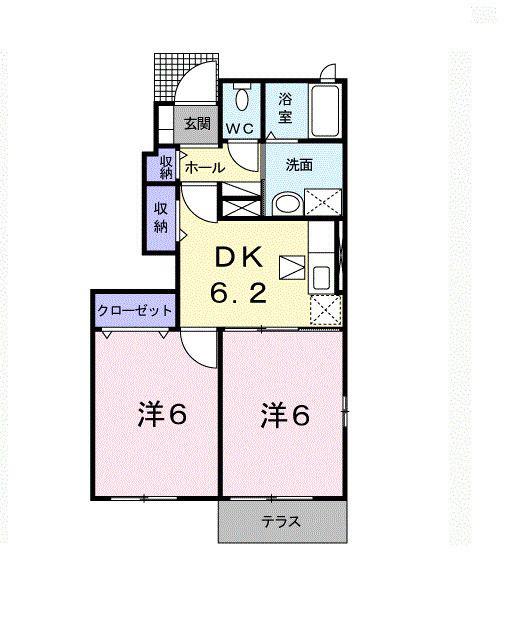 ベルアンジュA(2DK/1階)の間取り写真