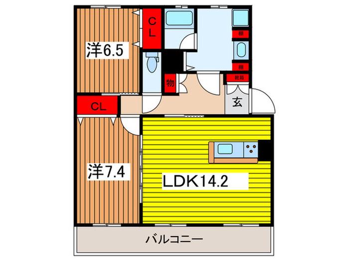 トレステージ浦和(2LDK/1階)の間取り写真