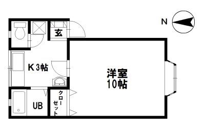 マーセルロンド A棟(1K/2階)の間取り写真