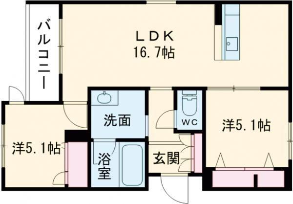 パルコートII(2LDK/2階)の間取り写真