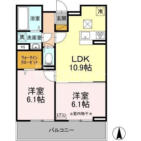 エスポワール(2LDK/1階)の間取り写真