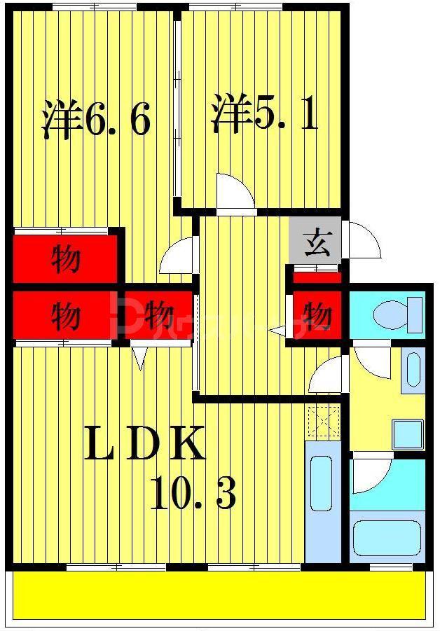 マンションサンエポック(2LDK/1階)の間取り写真