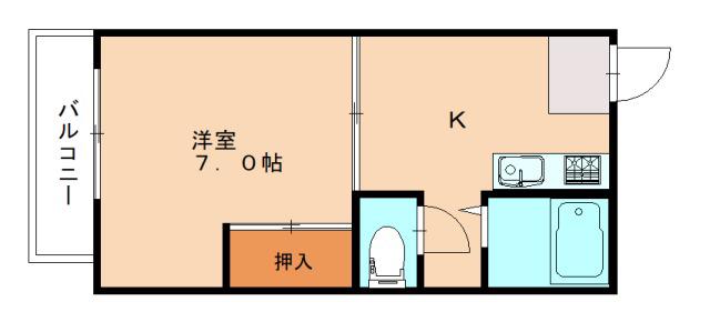 パークサイド太田(1K/2階)の間取り写真