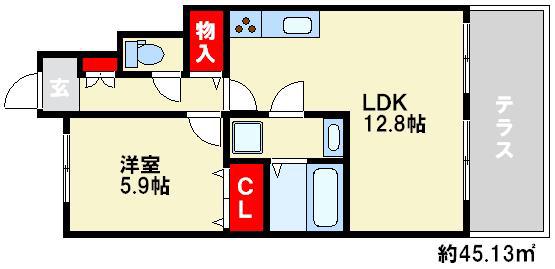 ボヌール・メゾン(1LDK/1階)の間取り写真