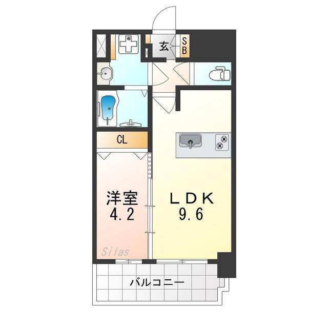 アドバンス大阪ベクエム(1LDK/11階)の間取り写真