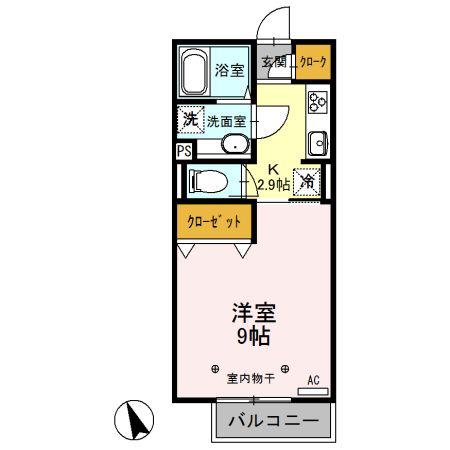 ローズハイツ(1K/2階)の間取り写真