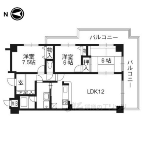 ライオンズマンション京都淀第2(3LDK/4階)の間取り写真