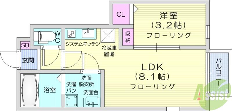 シエル宮町II(1LDK/1階)の間取り写真