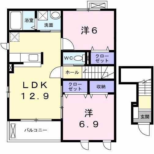 モーメントス フェリセス16(2LDK/2階)の間取り写真