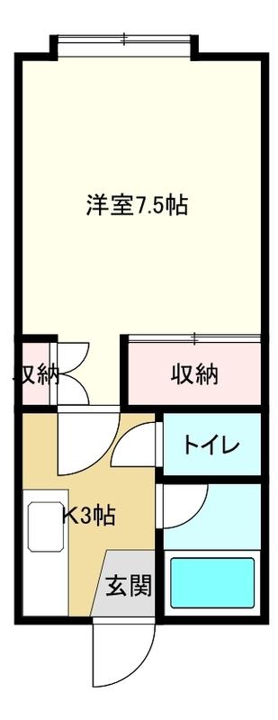 野島ハイツII(1K/1階)の間取り写真