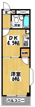 リリーハイツ北越谷(1DK/1階)の間取り写真
