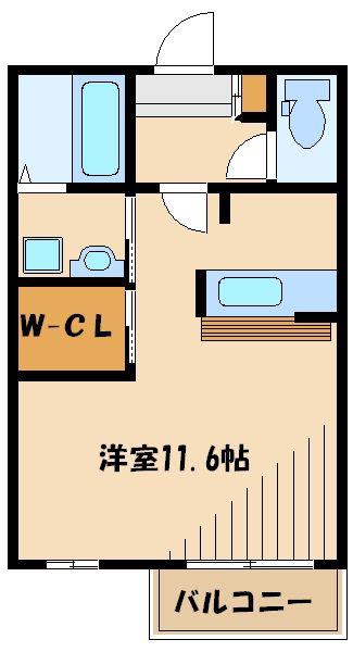 シャルムII(1K/2階)の間取り写真