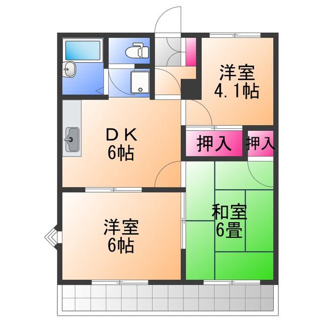 RICHチェリーハイツ(3DK/2階)の間取り写真