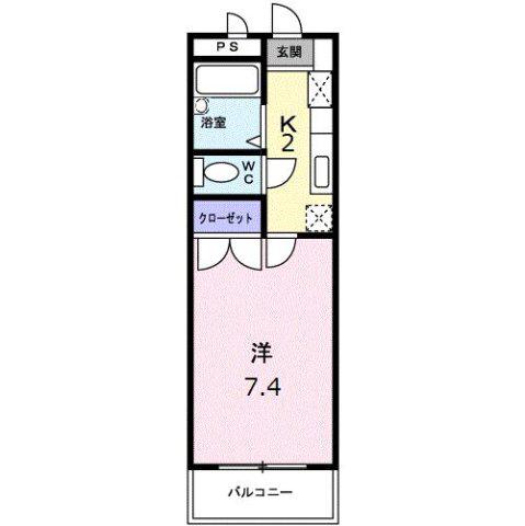 ペルレパークB(1K/1階)の間取り写真
