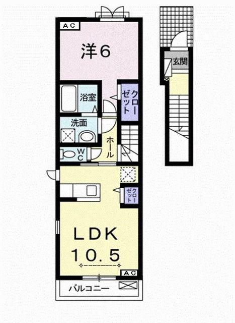 フォンテーヌ(1LDK/2階)の間取り写真