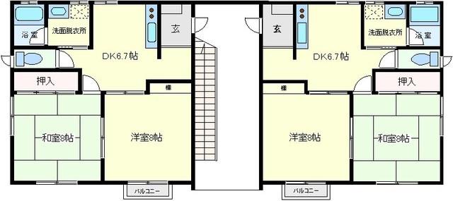 ピースフル(2DK/2階)の間取り写真