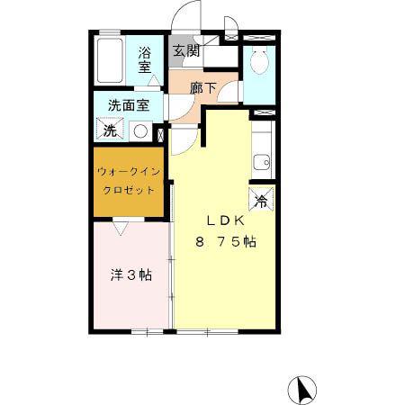 セント・ビラ田中(1LDK/1階)の間取り写真