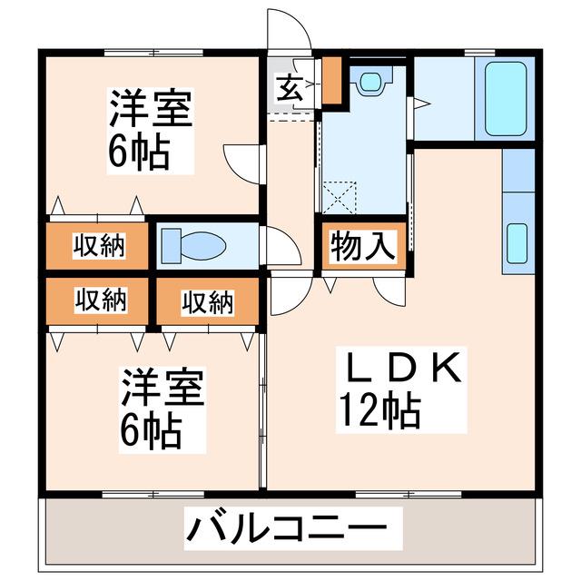 パークサイド山ノ内A・B(2LDK/3階)の間取り写真