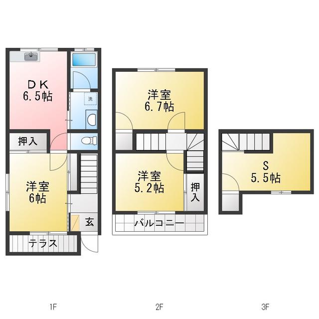 ハイツ岡崎(4SDK/1階)の間取り写真