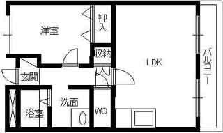 ヴィラプレール(1LDK/2階)の間取り写真