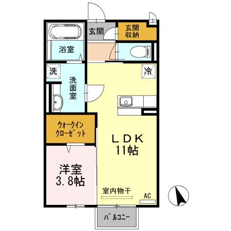 グレイス(1LDK/2階)の間取り写真