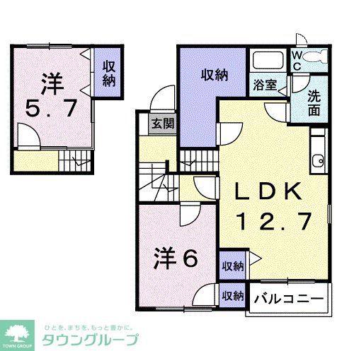 プロヴァンスB(2LDK/2階)の間取り写真