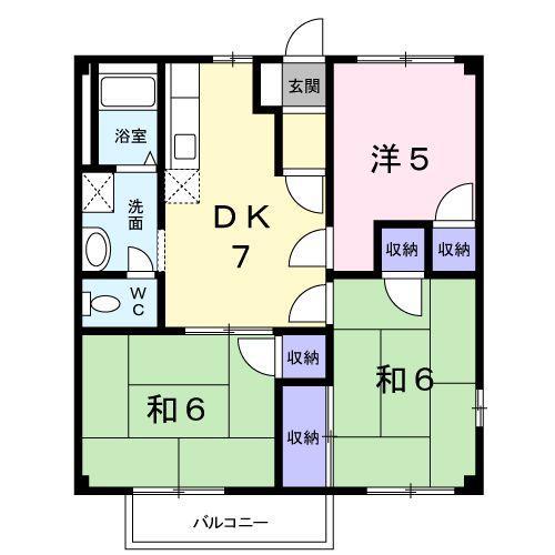 パークシティー中津C(3DK/2階)の間取り写真