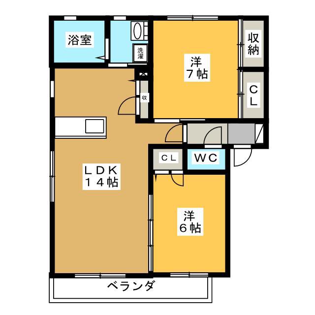 メゾンレスポワール(2LDK/2階)の間取り写真