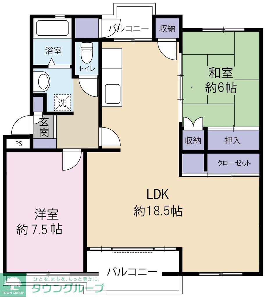 西武狭山グリーンヒル5号棟(2LDK/4階)の間取り写真