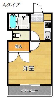 パレス二色浜 B棟(1K/3階)の間取り写真