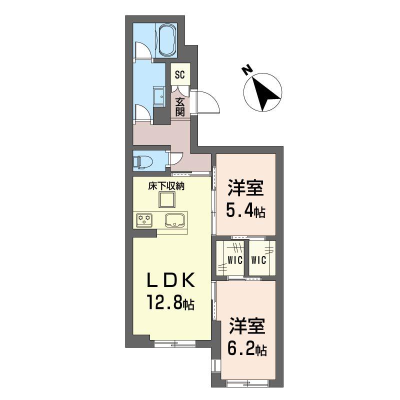 ティエンポ フェリズ I(2LDK/1階)の間取り写真