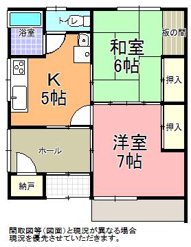 杉原コーポB(2K/1階)の間取り写真