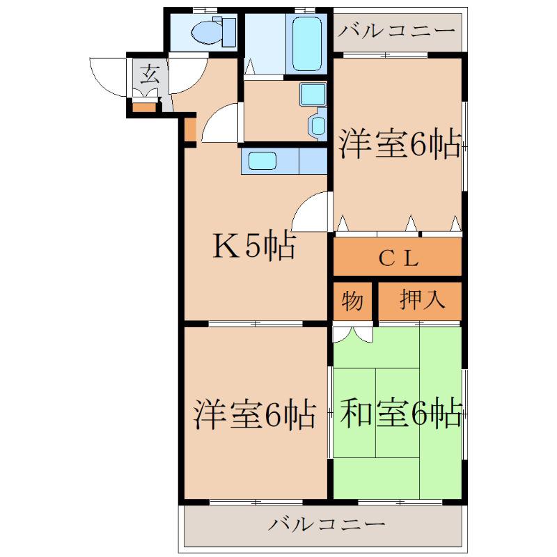 マンションブリランテ(3K/1階)の間取り写真