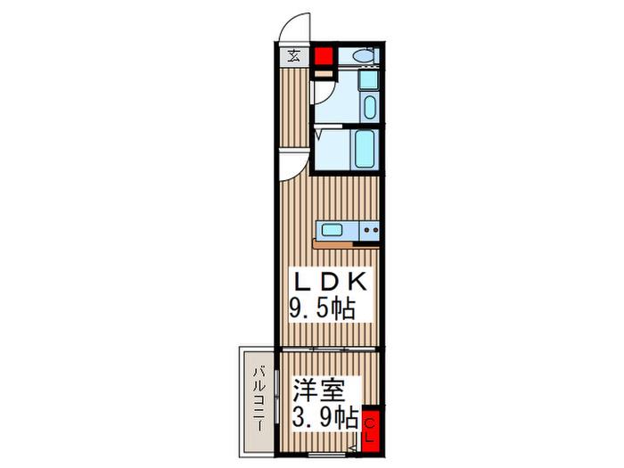 ピニエール武蔵浦和(1LDK/2階)の間取り写真