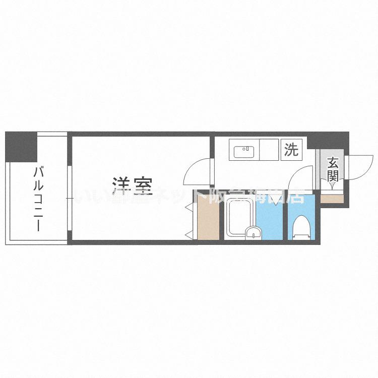 HOPECITY天神橋(1K/4階)の間取り写真