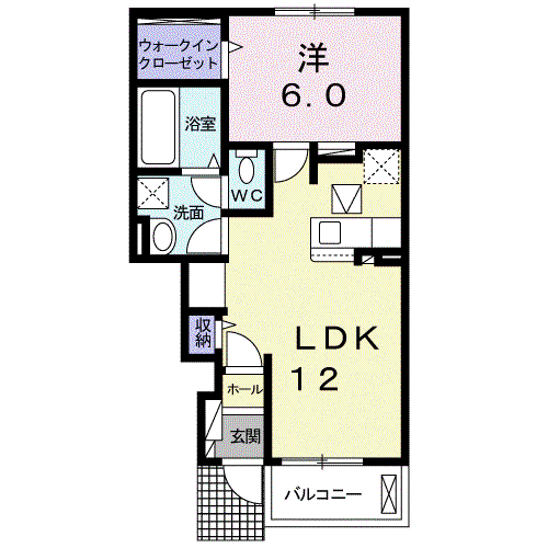 アジュールA(1LDK/1階)の間取り写真