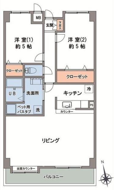 第3SKビル(2LDK/8階)の間取り写真
