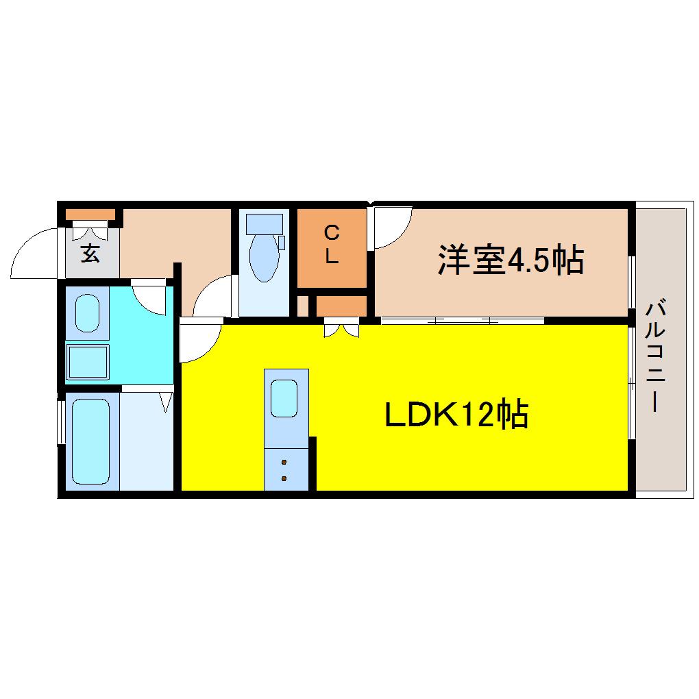 ハッピーホーム3番館(1LDK/1階)の間取り写真
